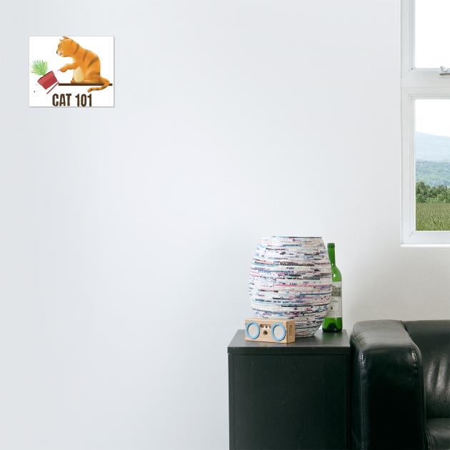 Cat 101 Funny kitty pushing plant off shelf by Luxinda